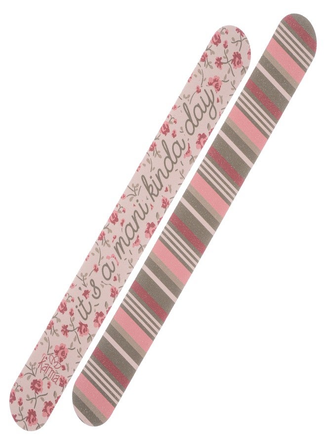 Karma, Colorful Emery Board Double-Sided, 180/120 Grit Nail Files, Roses - Image 1